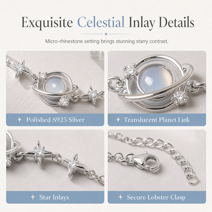 ⏳Limited-time 50% off⏰925 Silver Planet & Star Necklace — Elegant Celestial Jewelry Gift for You & Best Friend🪐✨