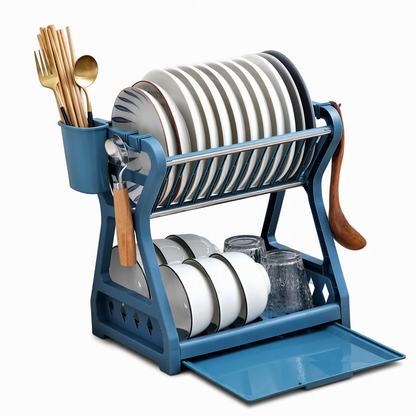 🍽️ Kitchen Dish Drying Rack: Vertical Steel, 12 Plates, Drip Tray, Tool-Free Assembly