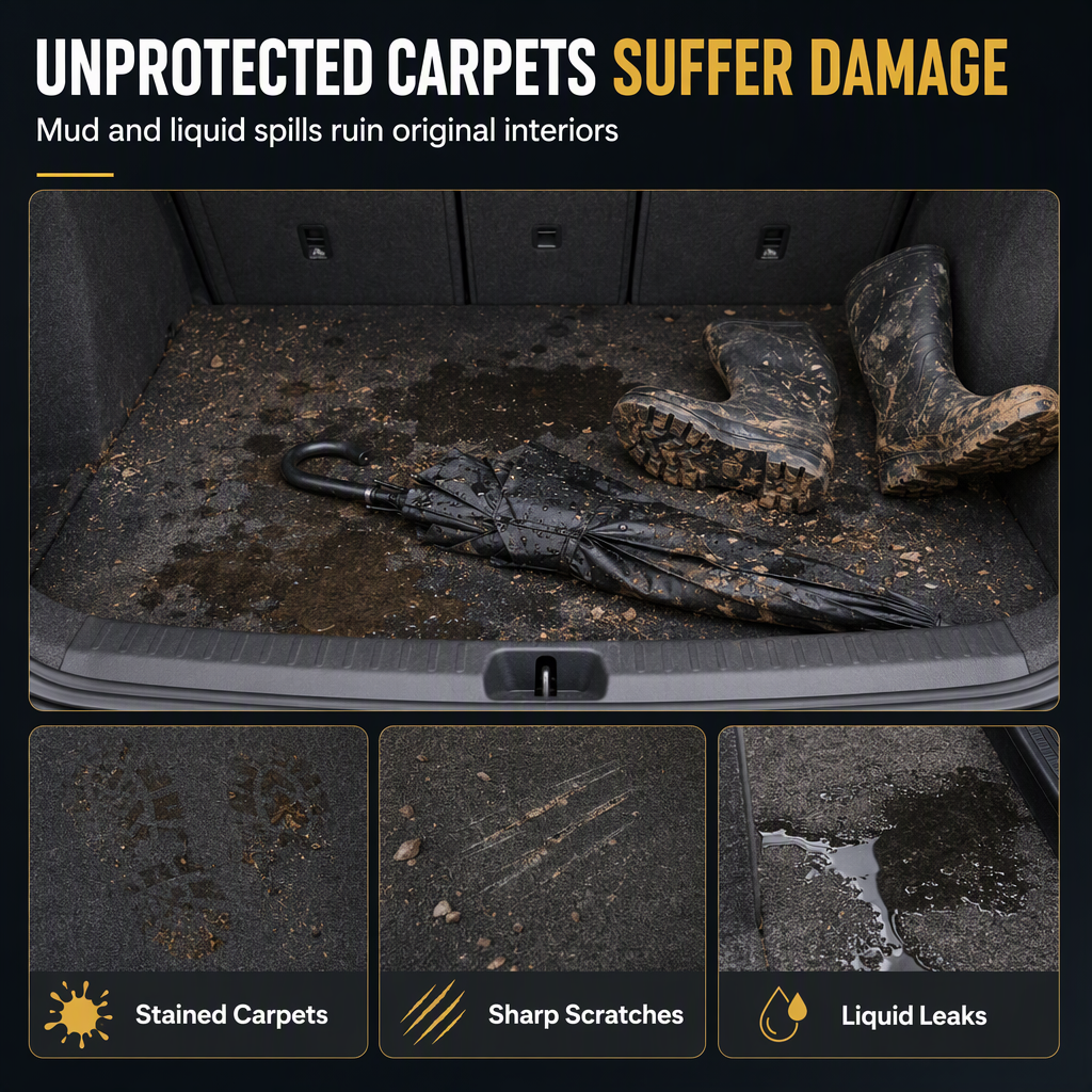 📢📢50% OFF !! ⏰Universal PVC Leather Car Trunk Mat Cargo Liner for Sedans and SUVs Easy to Clean 100x70cm