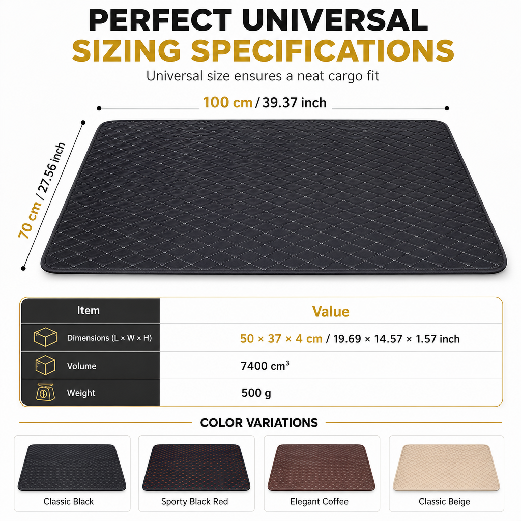 📢📢50% OFF !! ⏰Universal PVC Leather Car Trunk Mat Cargo Liner for Sedans and SUVs Easy to Clean 100x70cm