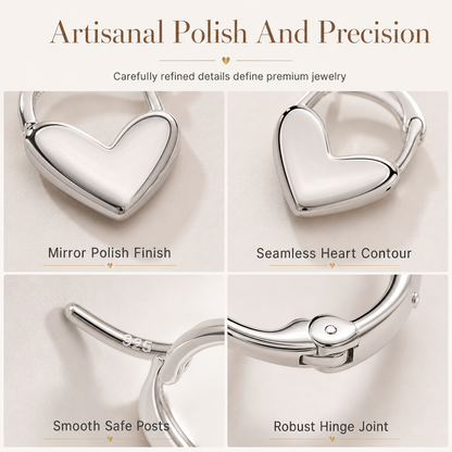 💕 50% OFF! ✨ Small Heart Hoop Earrings – Smooth finish & French minimalist style ✨