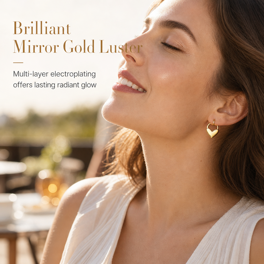 💕 50% OFF! ✨ Small Heart Hoop Earrings – Smooth finish & French minimalist style ✨