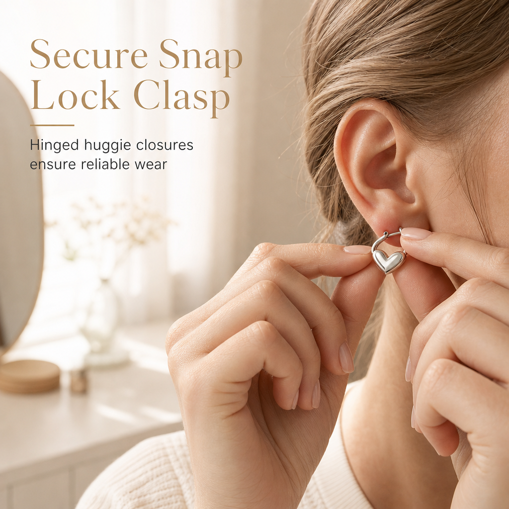 💕 50% OFF! ✨ Small Heart Hoop Earrings – Smooth finish & French minimalist style ✨