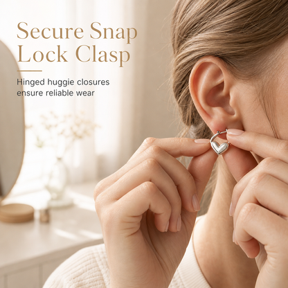 💕 50% OFF! ✨ Small Heart Hoop Earrings – Smooth finish & French minimalist style ✨