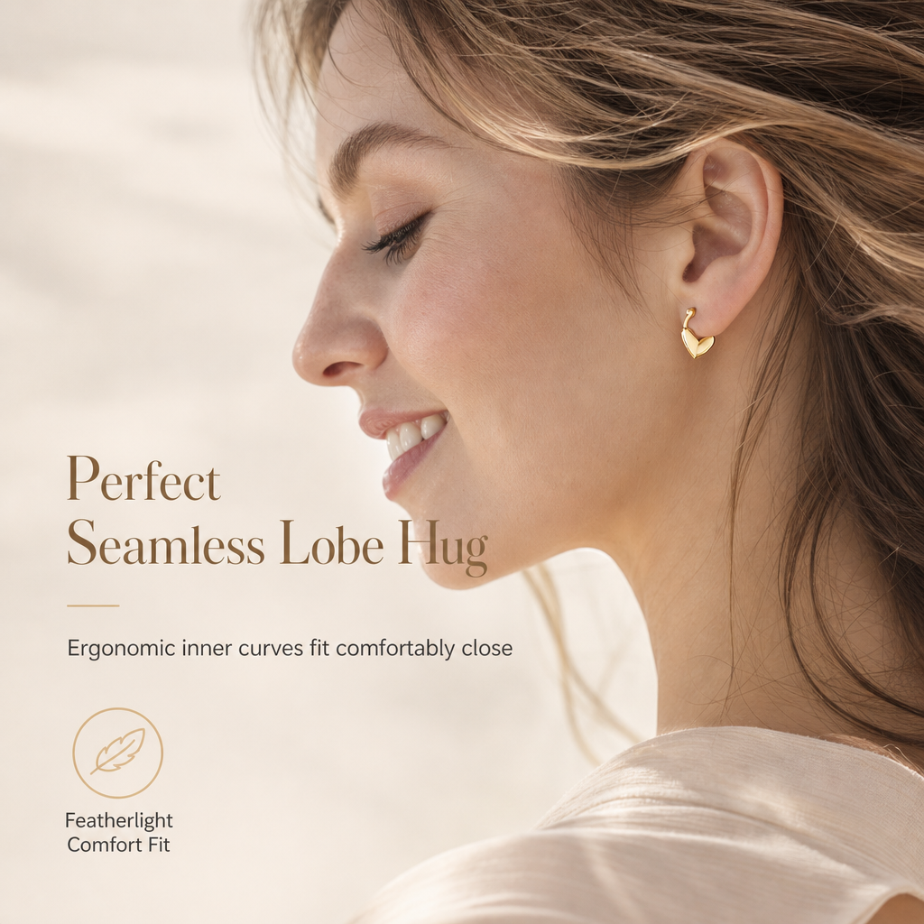 💕 50% OFF! ✨ Small Heart Hoop Earrings – Smooth finish & French minimalist style ✨