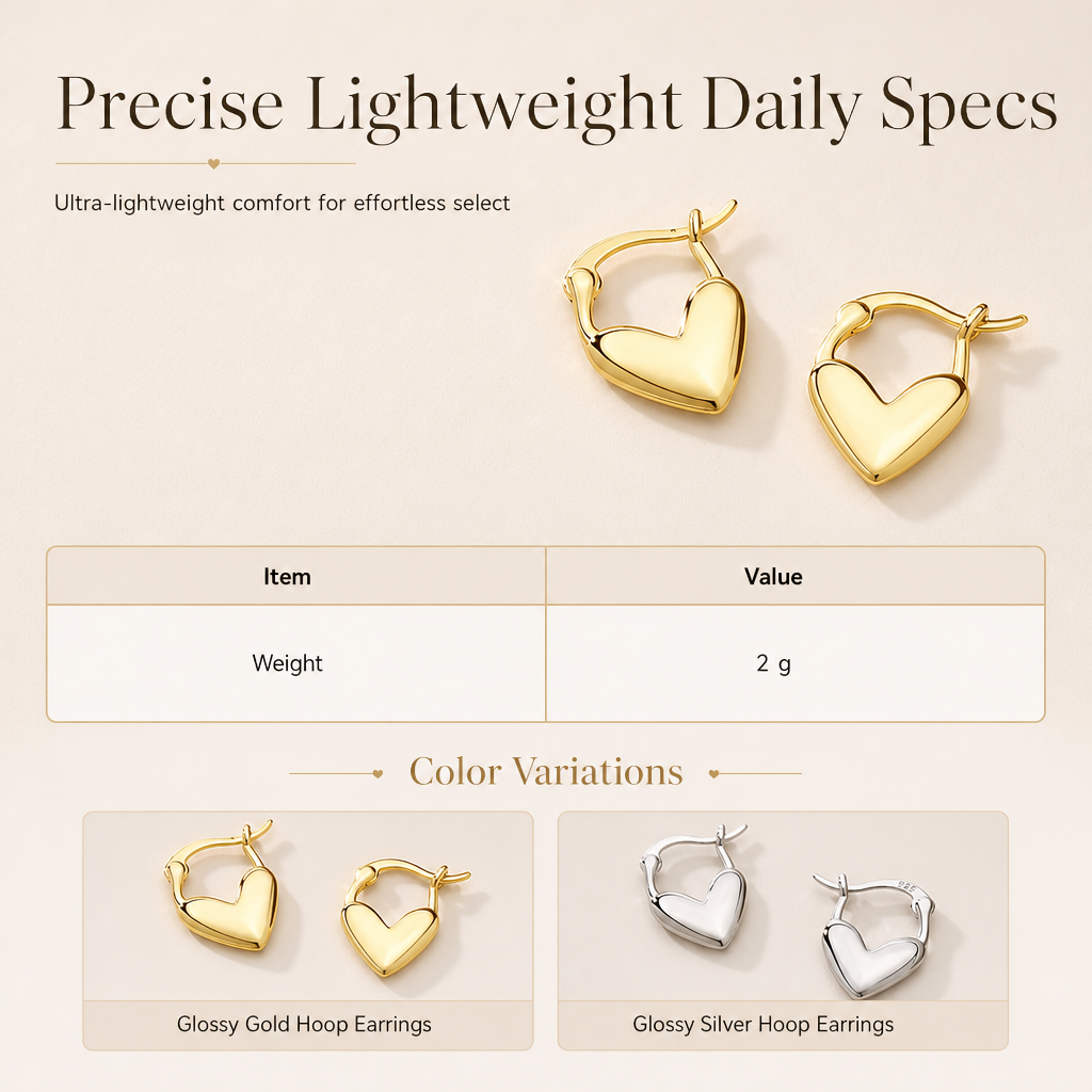 💕 50% OFF! ✨ Small Heart Hoop Earrings – Smooth finish & French minimalist style ✨
