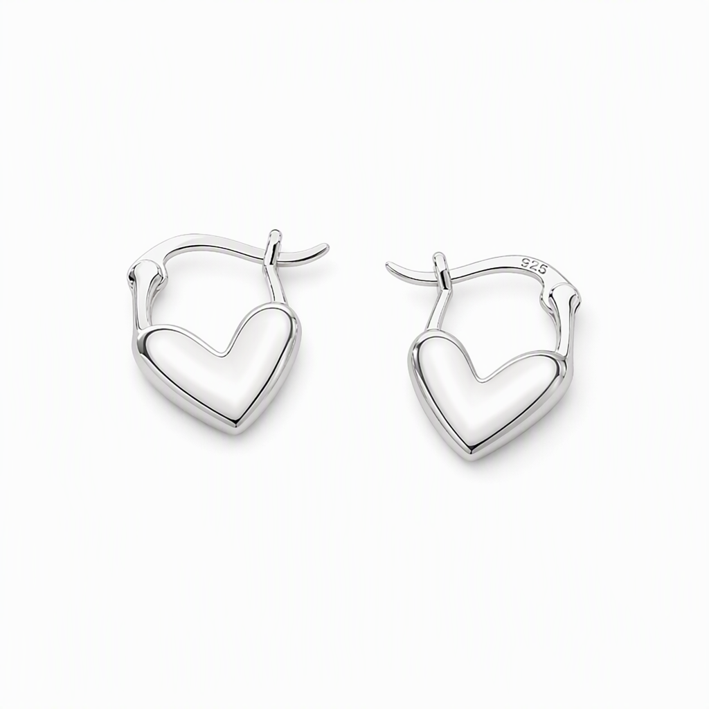 💕 50% OFF! ✨ Small Heart Hoop Earrings – Smooth finish & French minimalist style ✨