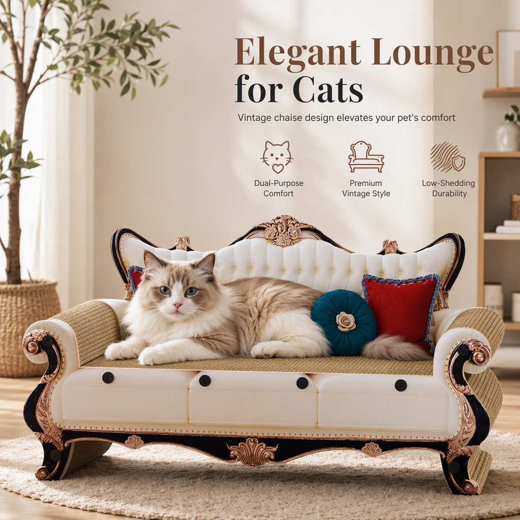 🐱✨ Extra-Large Vintage Sofa Cat Scratcher Lounge – 2-in-1 Cardboard Bed for Scratching, Stretching & Cozy Naps 🐾❤️