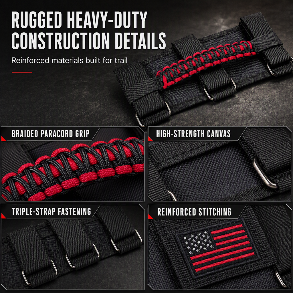 🤝 Non-Slip Paracord Braided Roof Grab Handle – For SUV & Off-Road Vehicles ✨