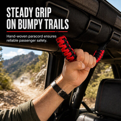 🤝 Non-Slip Paracord Braided Roof Grab Handle – For SUV & Off-Road Vehicles ✨