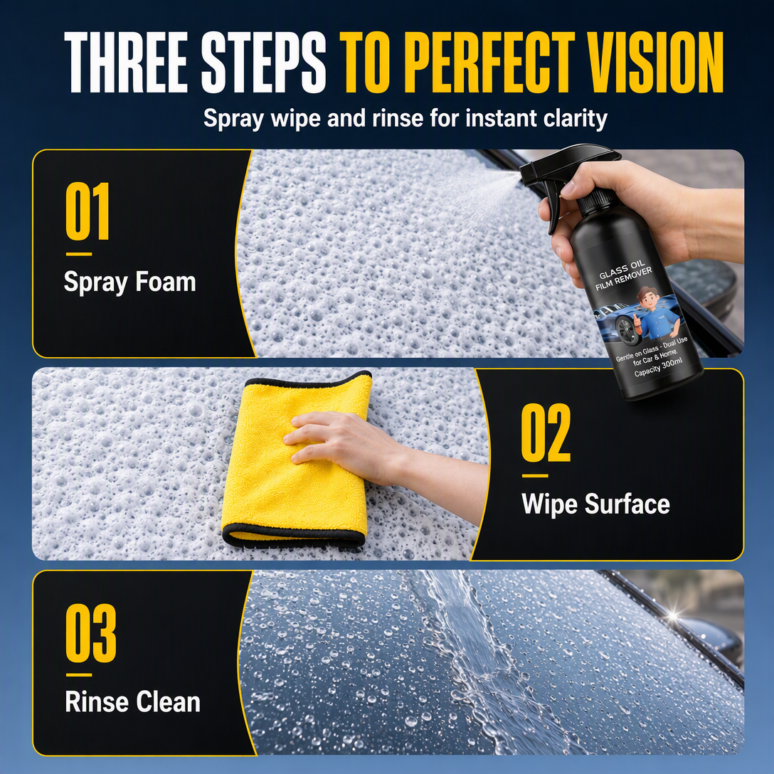 🚗 50% OFF NOW ✨ Windshield Oil-Film Remover Spray — Degreases & Clears Glare