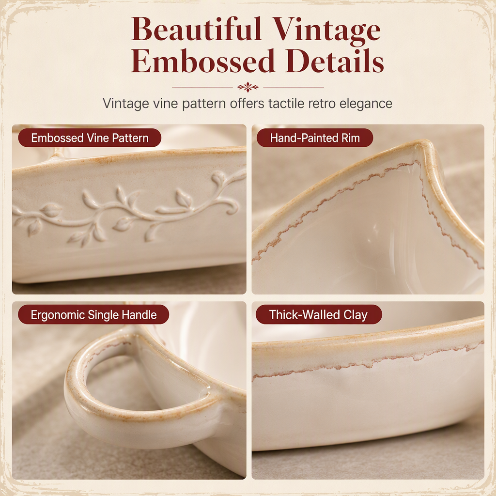 🍲🎨 Retro Ceramic Divided Baking Dish — Separate Compartments for Perfect Results ✨