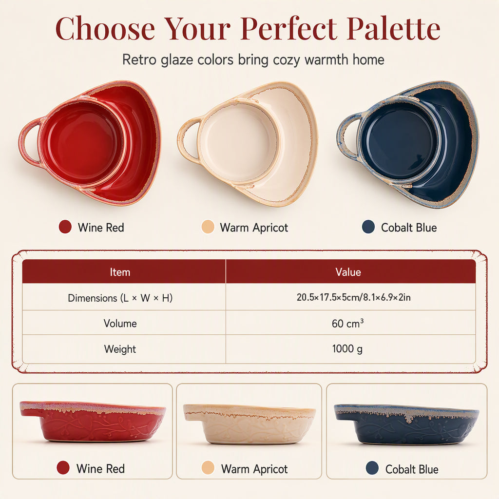 🍲🎨 Retro Ceramic Divided Baking Dish — Separate Compartments for Perfect Results ✨
