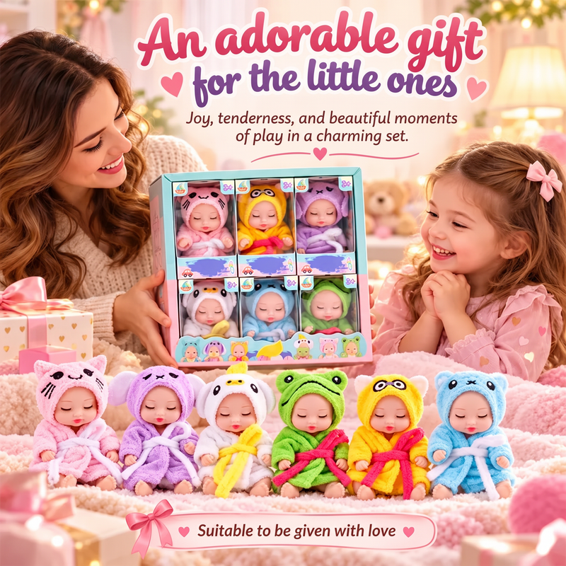 📢📢50% OFF !! ⏰Mini Lifelike Realistic sleeping baby doll set with animal costumes
