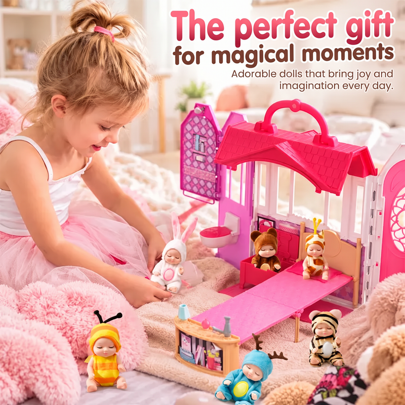 📢📢50% OFF !! ⏰Mini Lifelike Realistic sleeping baby doll set with animal costumes
