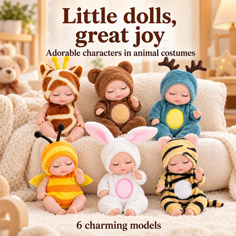📢📢50% OFF !! ⏰Mini Lifelike Realistic sleeping baby doll set with animal costumes