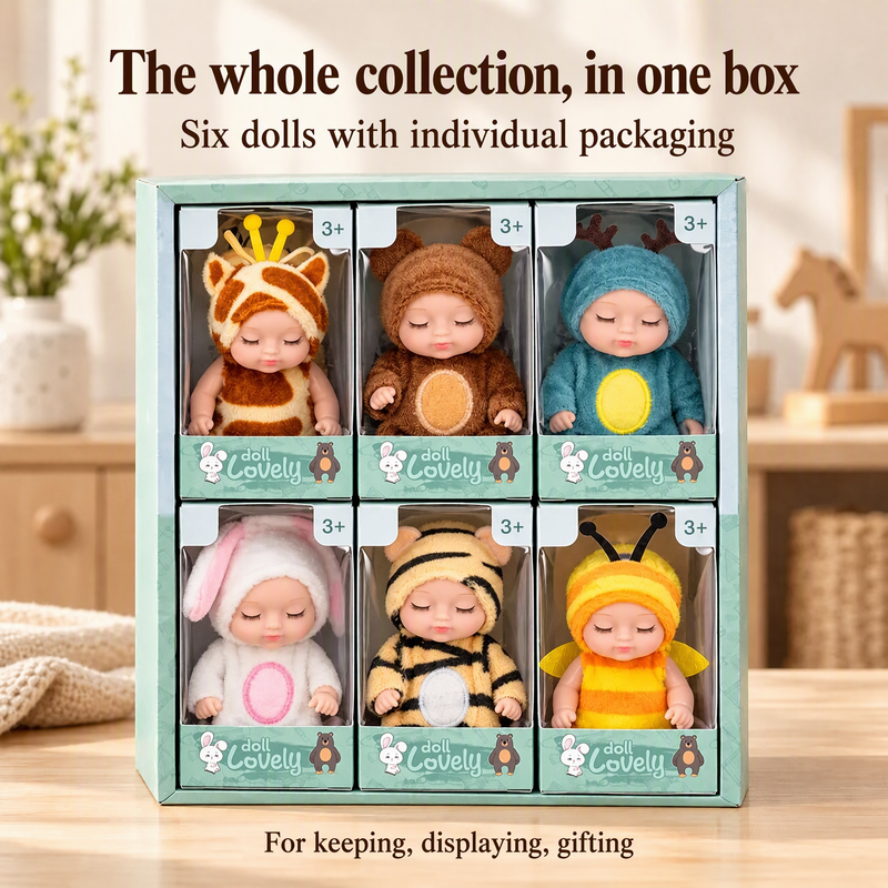 📢📢50% OFF !! ⏰Mini Lifelike Realistic sleeping baby doll set with animal costumes