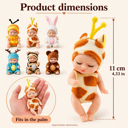 📢📢50% OFF !! ⏰Mini Lifelike Realistic sleeping baby doll set with animal costumes