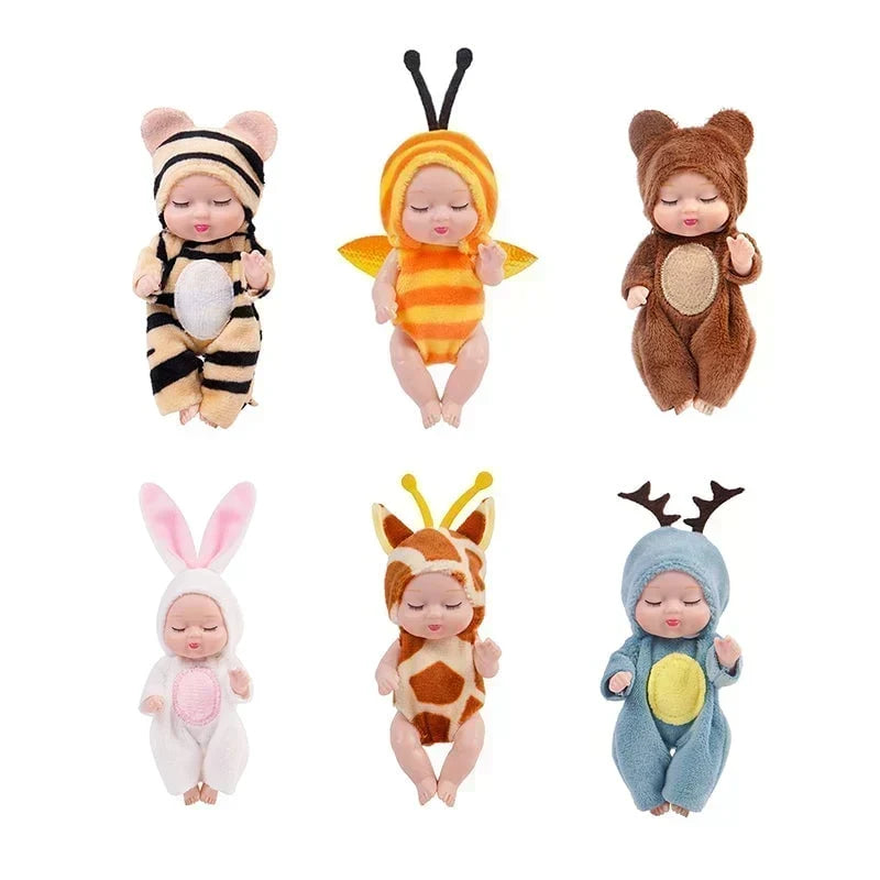 📢📢50% OFF !! ⏰Mini Lifelike Realistic sleeping baby doll set with animal costumes
