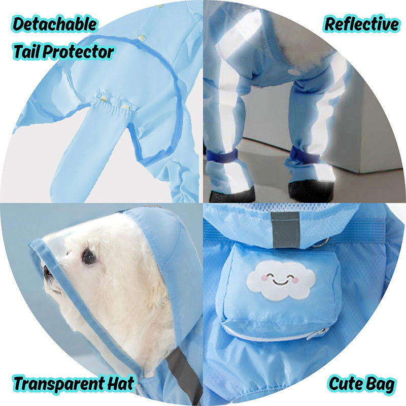 📢📢 50% OFF☔Cute Full-Coverage Pet Raincoat with Hood & Mask – Waterproof Protection