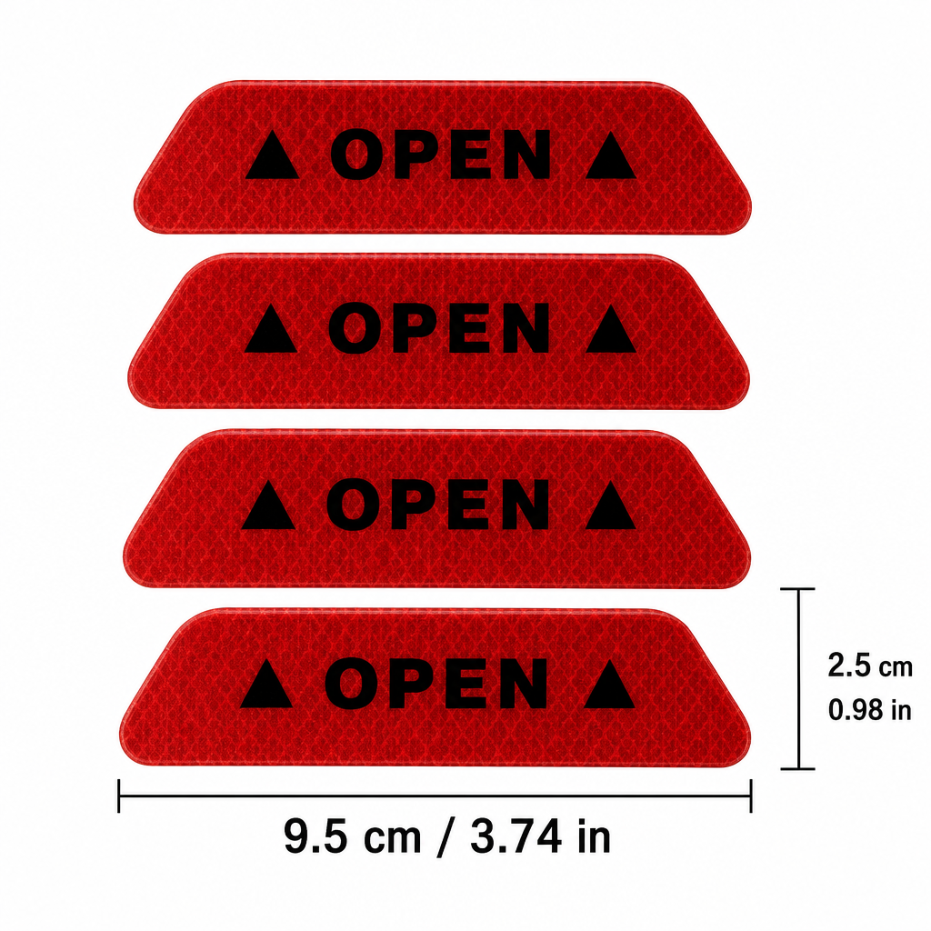 📢📢50% OFF !! ⏰4 Pieces Car Door Reflective Warning Stickers OPEN Safety Anti Collision Decals