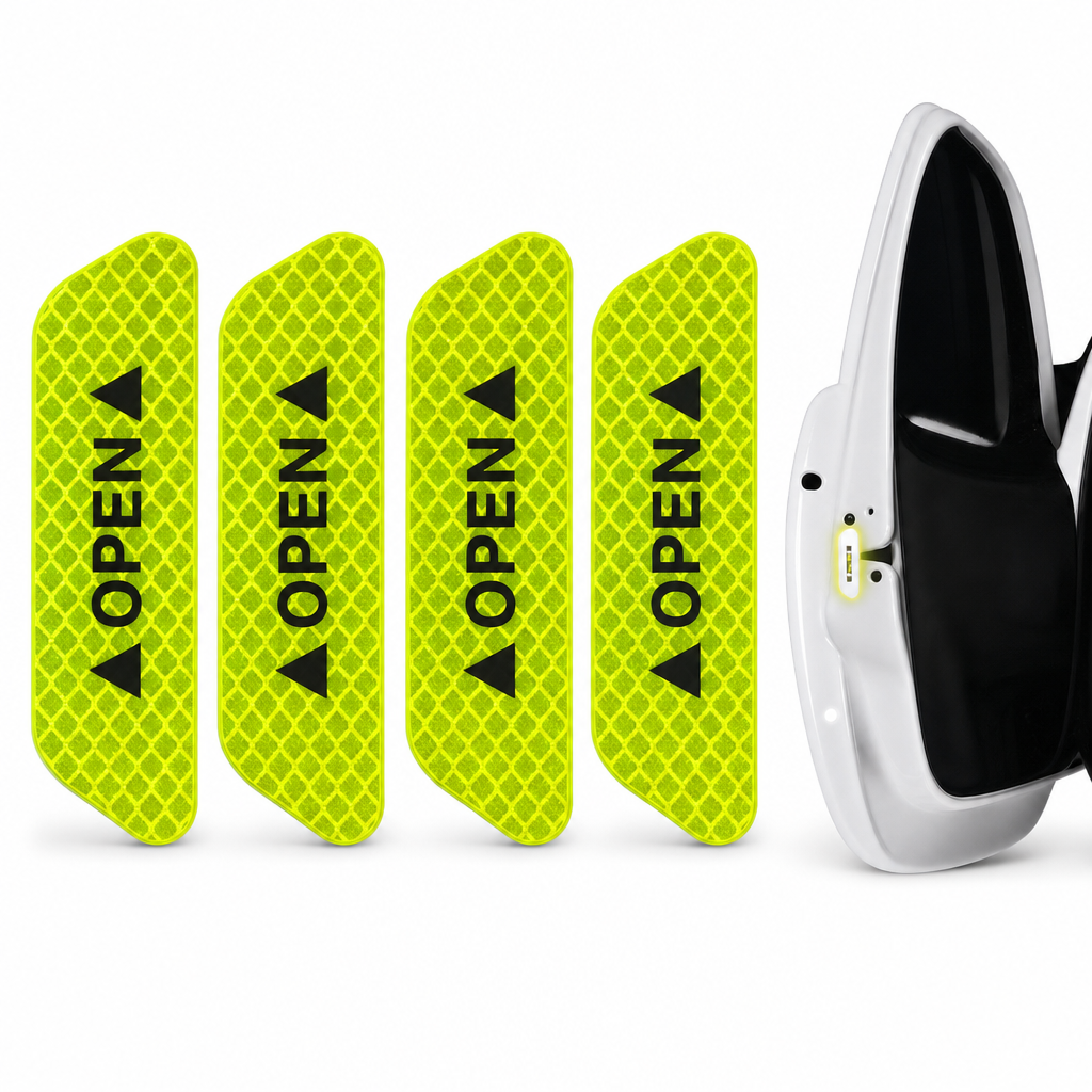 📢📢50% OFF !! ⏰4 Pieces Car Door Reflective Warning Stickers OPEN Safety Anti Collision Decals