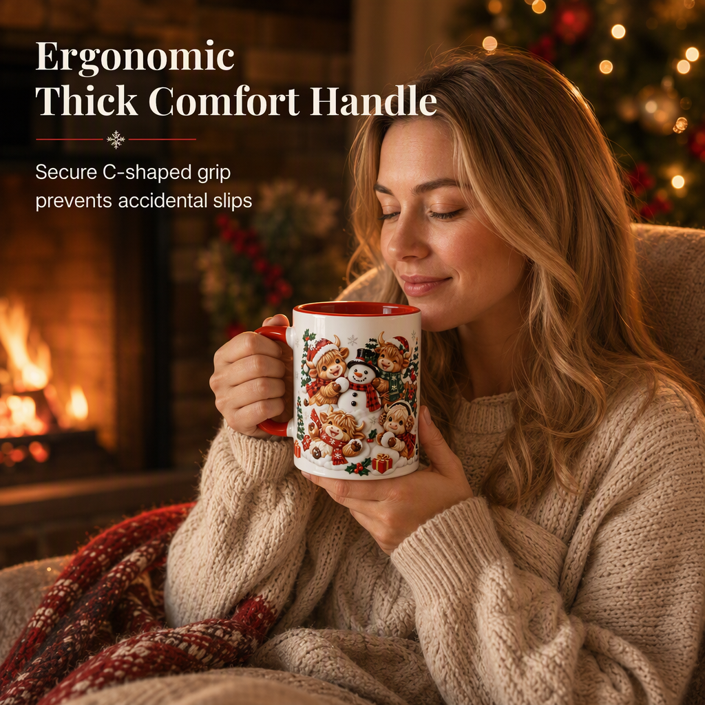 ❄️🎁Christmas Promotion✨Just £9.99 only✨Festive Christmas Highland Cow and Snowman Ceramic Mug