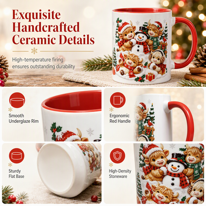 ❄️🎁Christmas Promotion✨Just £9.99 only✨Festive Christmas Highland Cow and Snowman Ceramic Mug