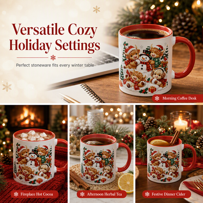 ❄️🎁Christmas Promotion✨Just £9.99 only✨Festive Christmas Highland Cow and Snowman Ceramic Mug