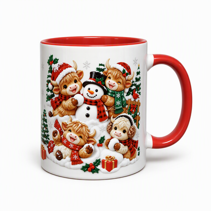❄️🎁Christmas Promotion✨Just £9.99 only✨Festive Christmas Highland Cow and Snowman Ceramic Mug