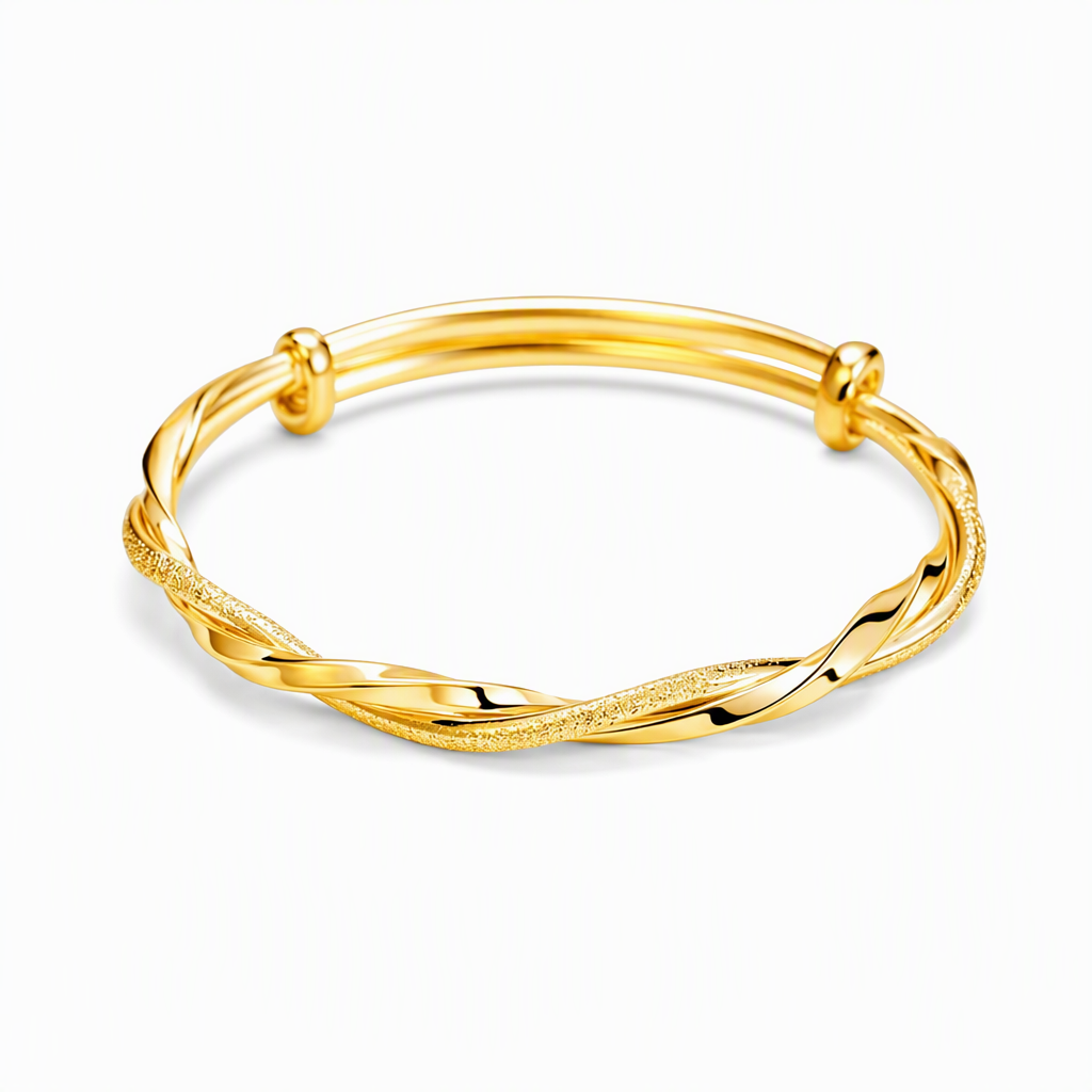🌀 Infinite Mobius Twist Bangle: Smooth Sliding Adjustable Clasp, Dual Textured Finish, Electroplated Anti-Fade Jewelry