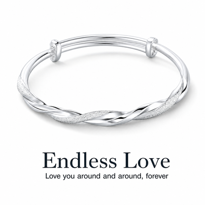 🌀 Infinite Mobius Twist Bangle: Smooth Sliding Adjustable Clasp, Dual Textured Finish, Electroplated Anti-Fade Jewelry