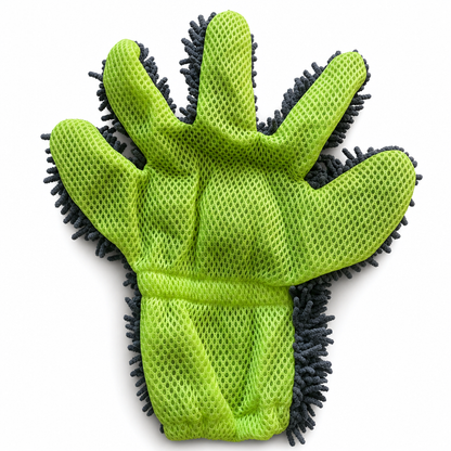 Thickened Plush Five Finger Car Wash Glove with Sandwich Mesh for Vehicle Detailing and Household Cleaning