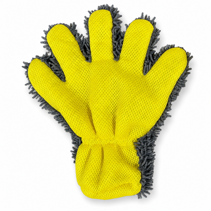 Thickened Plush Five Finger Car Wash Glove with Sandwich Mesh for Vehicle Detailing and Household Cleaning