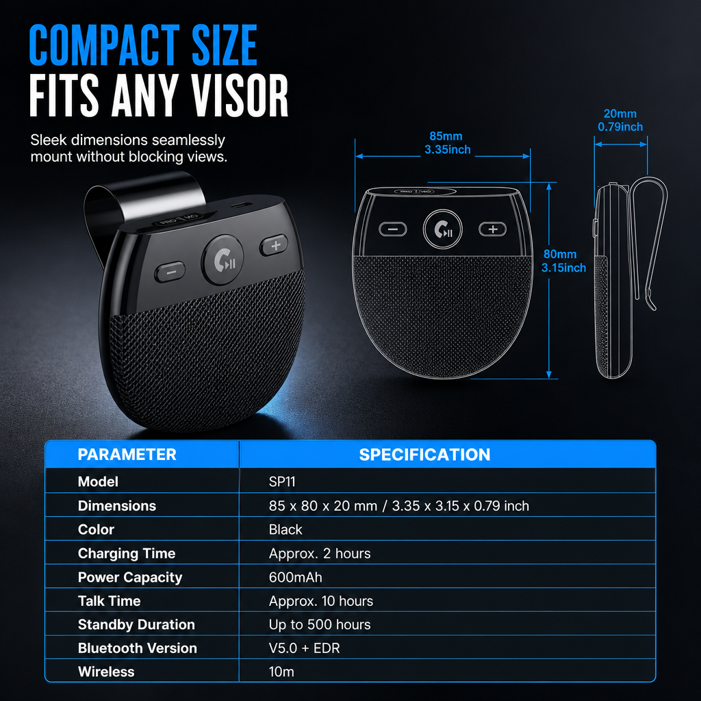 🚗 50% Off Now ✨ SP11 Sun Visor Bluetooth Speakerphone — Hands-Free Calls 📞