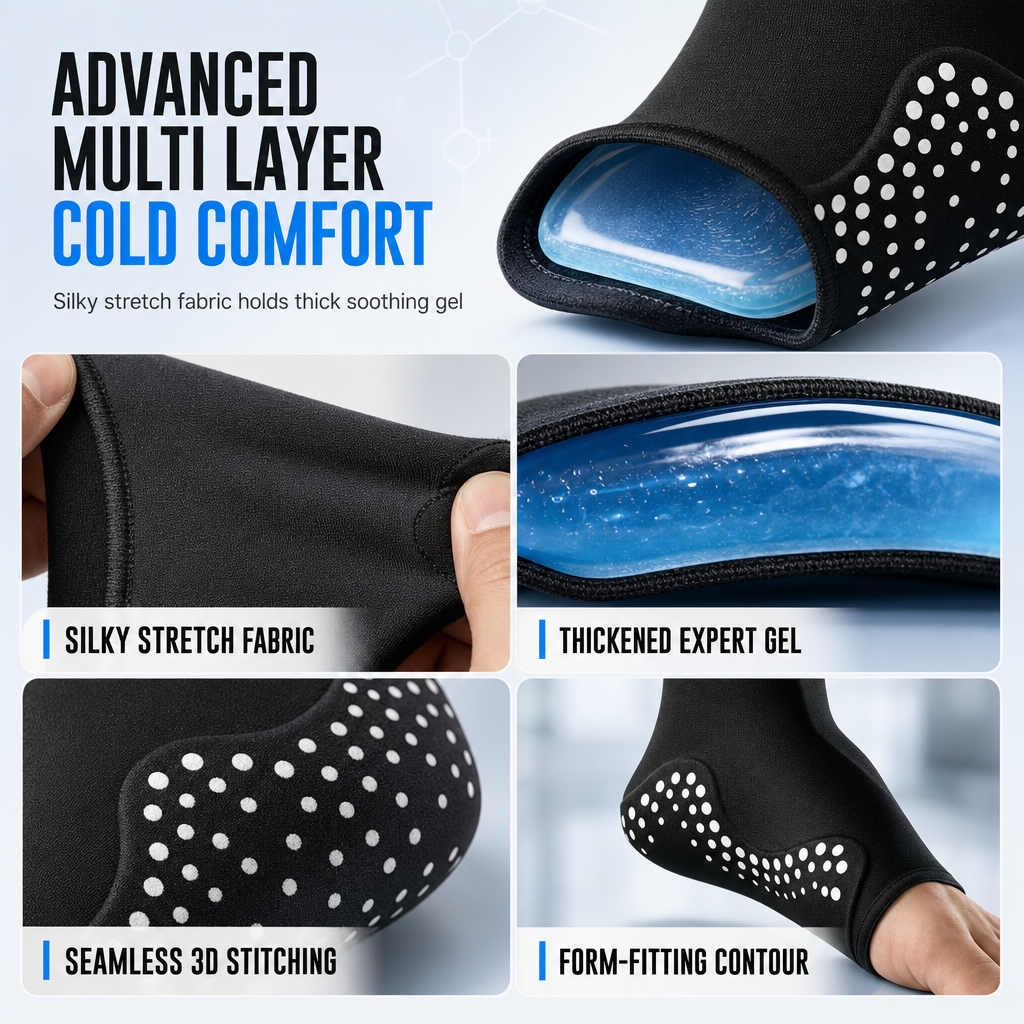 Extended 3D Thickened Solid Gel Ankle Pack Wrap for Foot and Ankle Cold Therapy