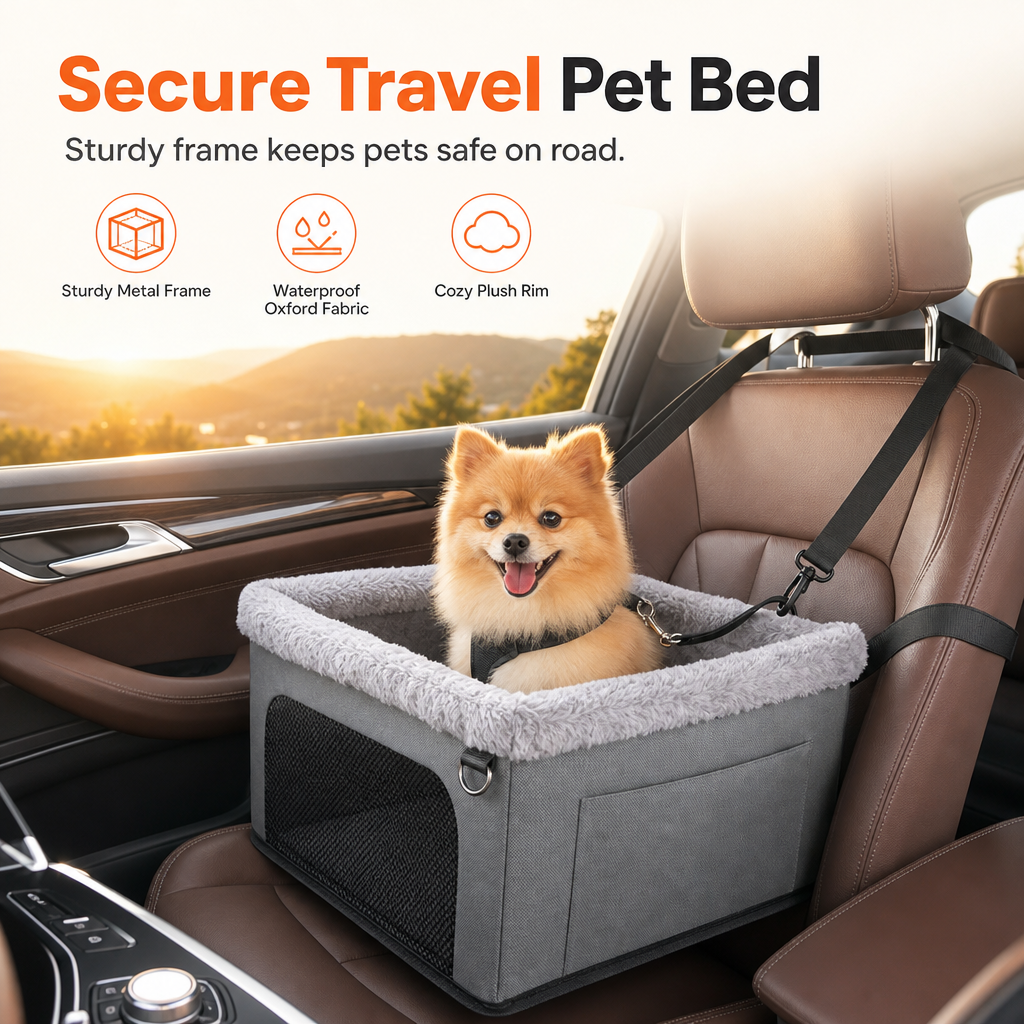 🐶 LIMITED‑TIME 50% OFF! 🚗 Heavy‑Duty Dog Car Booster Seat – Rigid Metal Frame, Waterproof Oxford & Seat Protection 🛡️