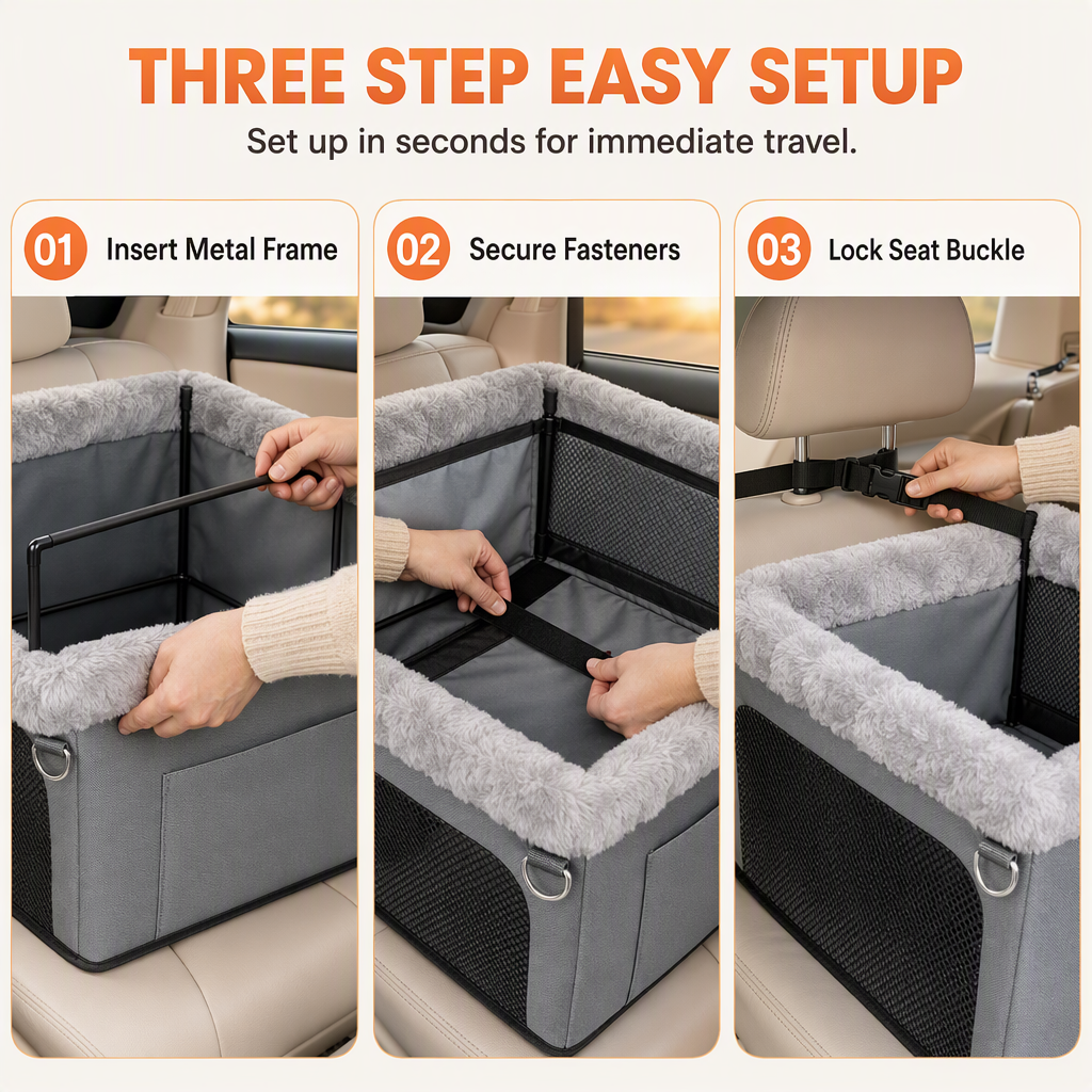 🐶 LIMITED‑TIME 50% OFF! 🚗 Heavy‑Duty Dog Car Booster Seat – Rigid Metal Frame, Waterproof Oxford & Seat Protection 🛡️