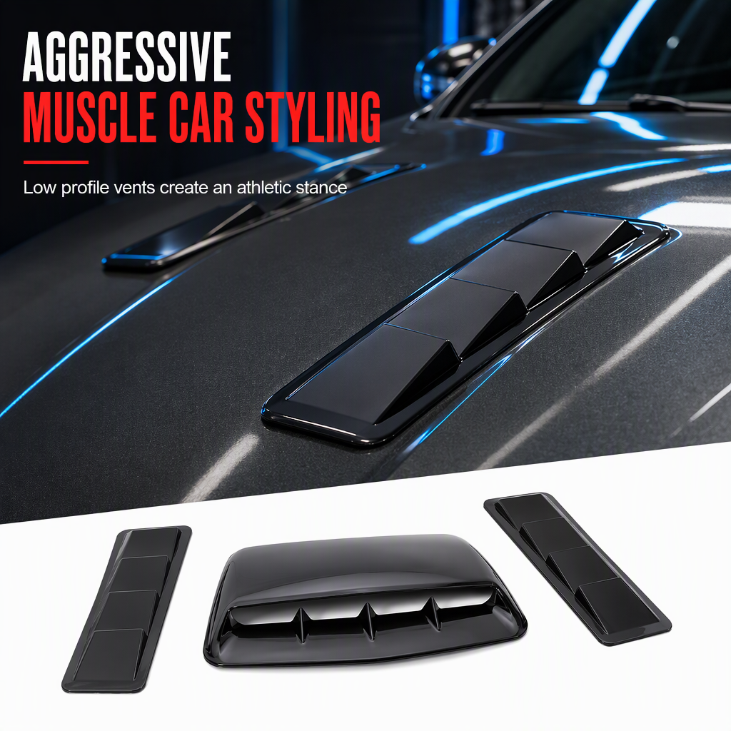 ✨ Car Hood Fake Air Vent Sticker – Shark Gill Style, Sport Look, No Drilling 🏎️