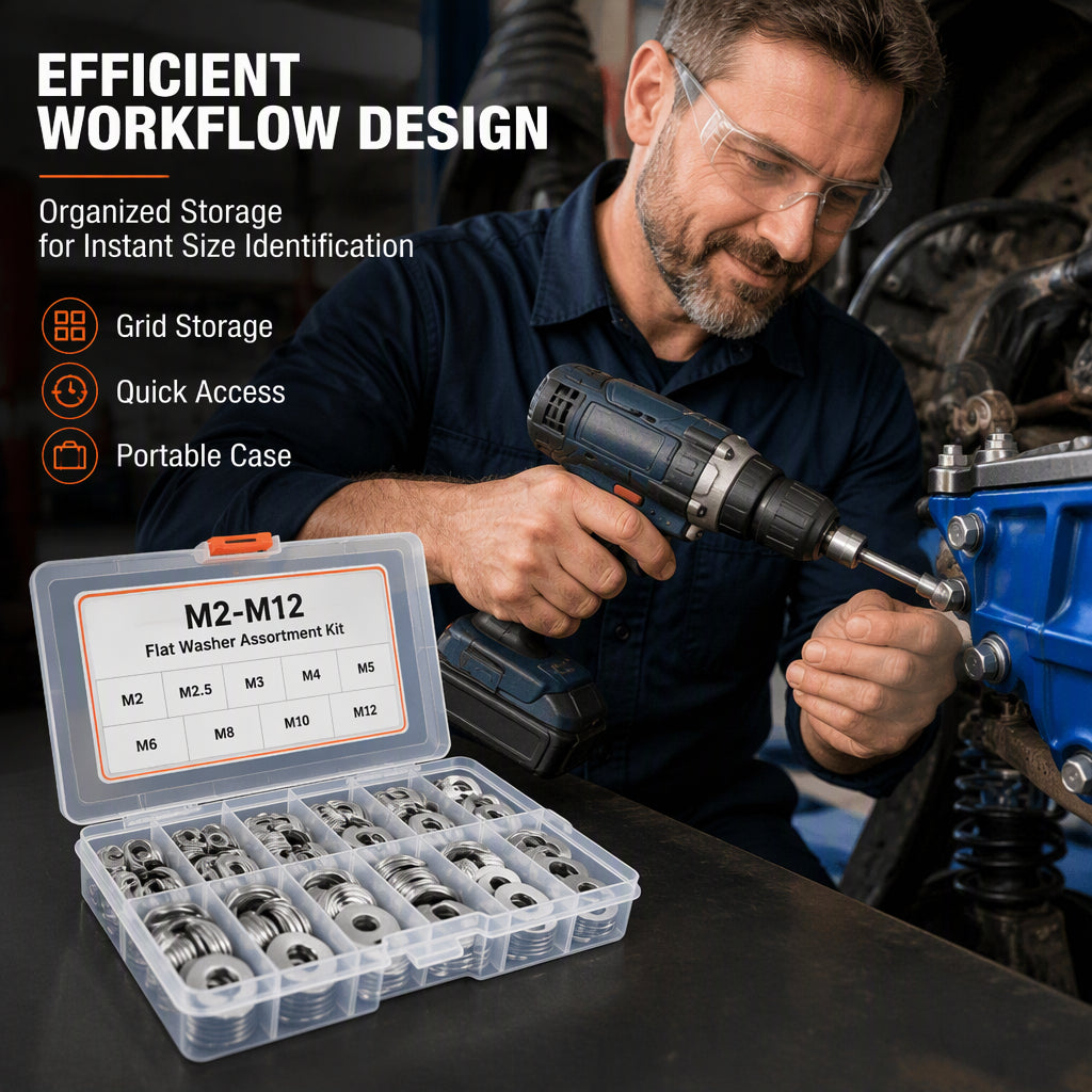 📢📢50% OFF !! ⏰Stainless Steel Washer Assortment Kit with Storage Box