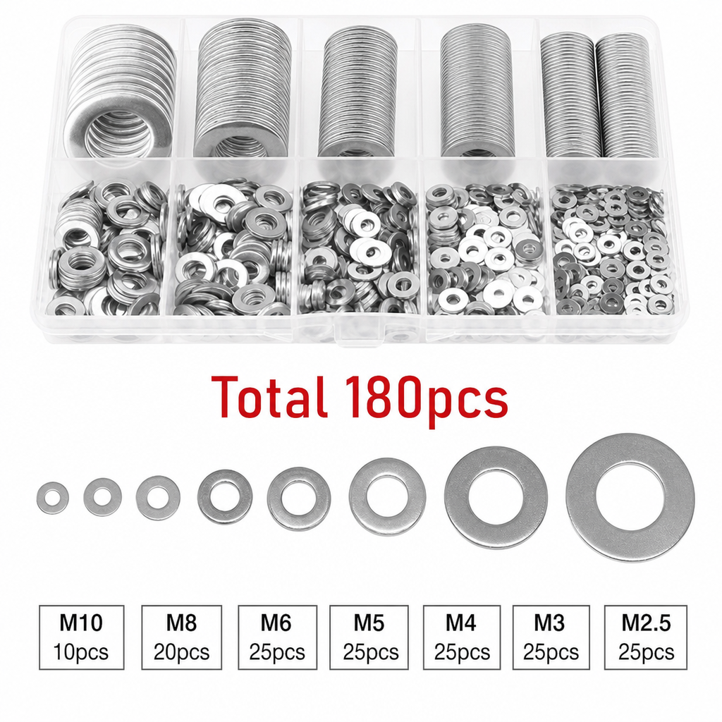 📢📢50% OFF !! ⏰Stainless Steel Washer Assortment Kit with Storage Box