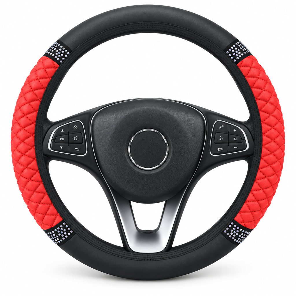 💎 LIMITED-TIME 49% OFF! ✨ Rhinestone Steering Wheel Cover – Sparkling, Quilted, Luxury 🚗
