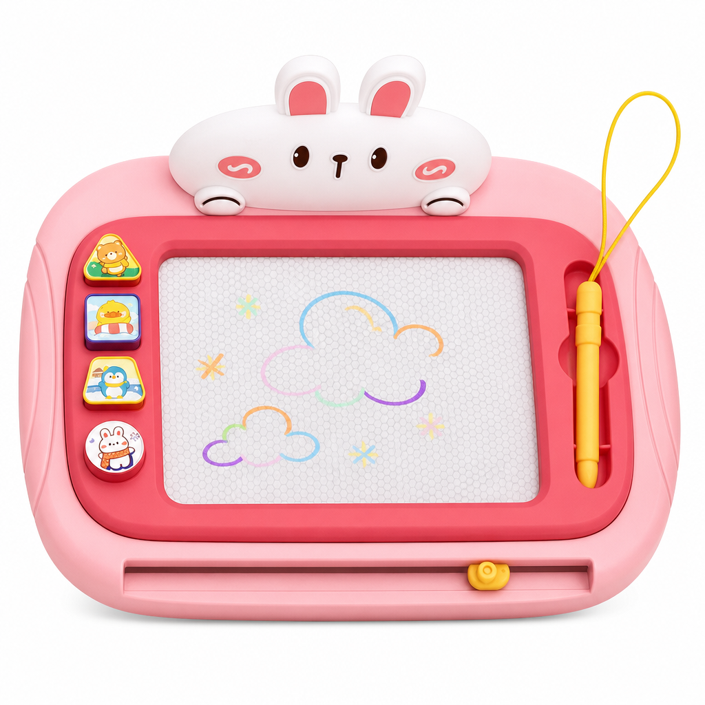 🎨 Kids Magnetic Drawing Board Table: 4-Color Screen, No Mess, Convertible, Safe Tether