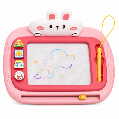 🎨 Kids Magnetic Drawing Board Table: 4-Color Screen, No Mess, Convertible, Safe Tether