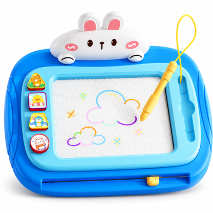 🎨 Kids Magnetic Drawing Board Table: 4-Color Screen, No Mess, Convertible, Safe Tether