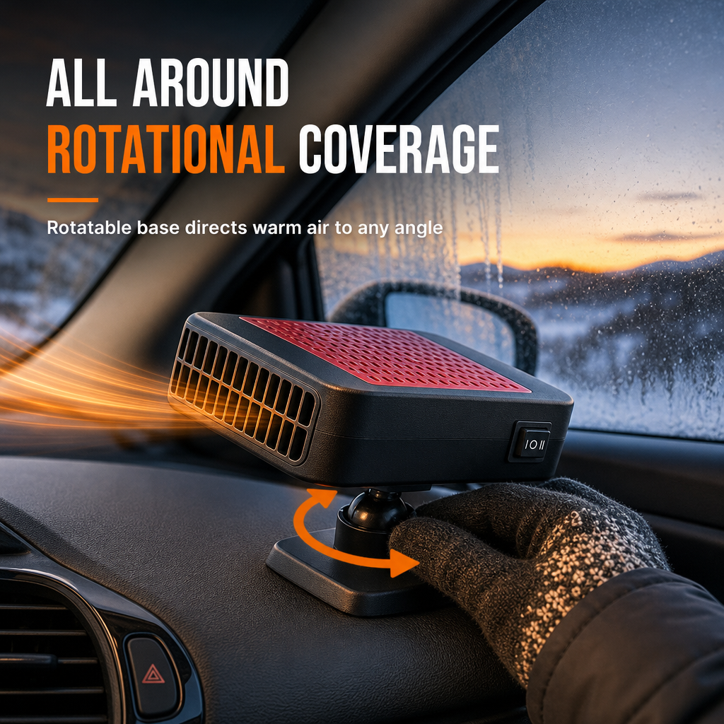 🚗 Rotatable 12V Car Defroster & Defogger Fan