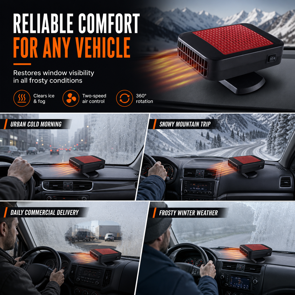 🚗 Rotatable 12V Car Defroster & Defogger Fan