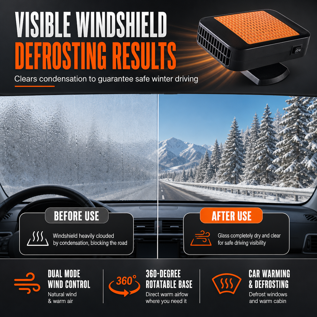 🚗 Rotatable 12V Car Defroster & Defogger Fan