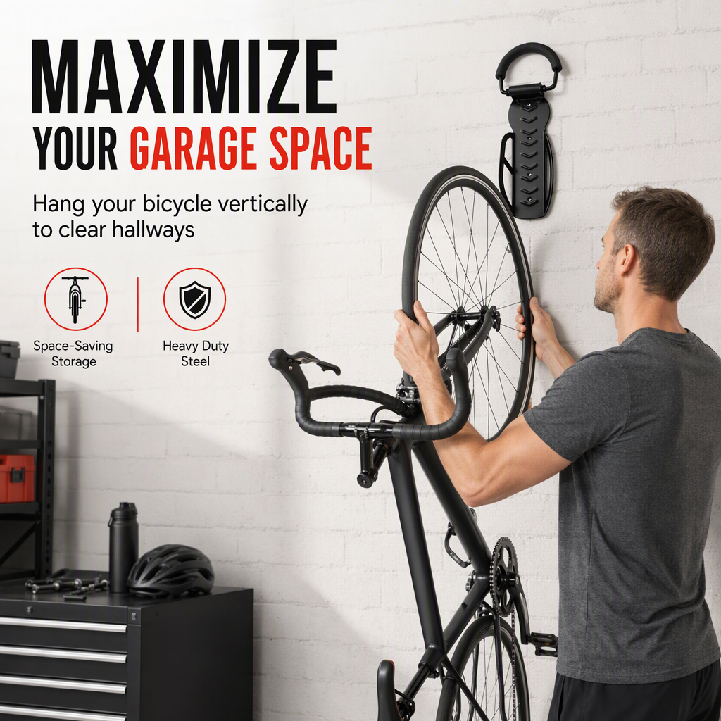 📢📢LIMITED-TIME 50% OFF⏰Adjustable Wall Mounted Bike Hanger Indoor Bicycle Storage Rack Hook for Mountain Bikes