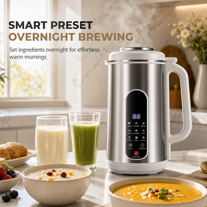 Multi-Functional 304 Stainless Steel Soy Milk Maker and High- Blender Large Capacity Filter-Free Household Food Processor with Smart Timer